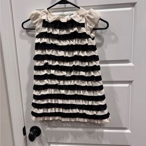 Baby Gap Striped Black and Cream Ruffle Dress girl's 4